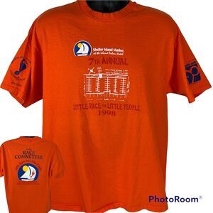 Vintage 90s Shelter Island Marina Race T Shirt San Diego Orange Mens XL X-Large